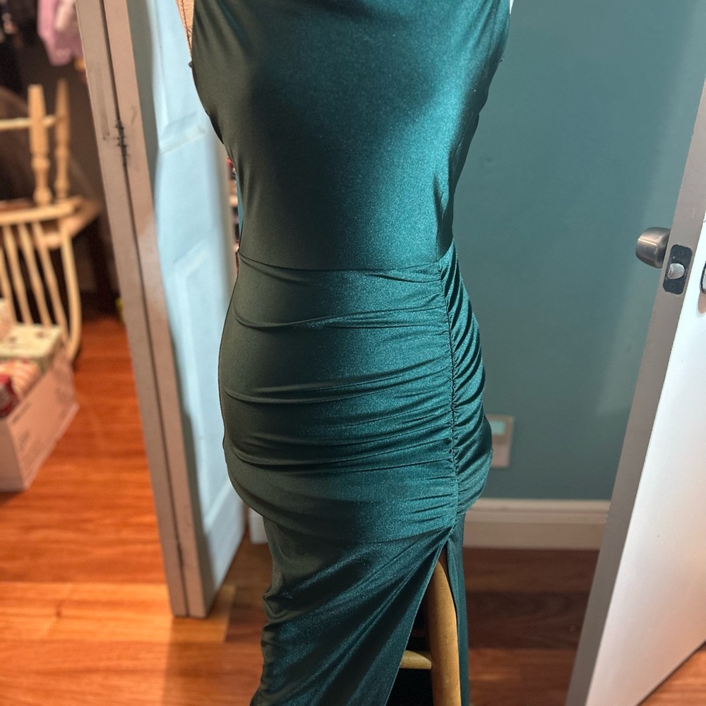 Elegant Green Ruched Dress